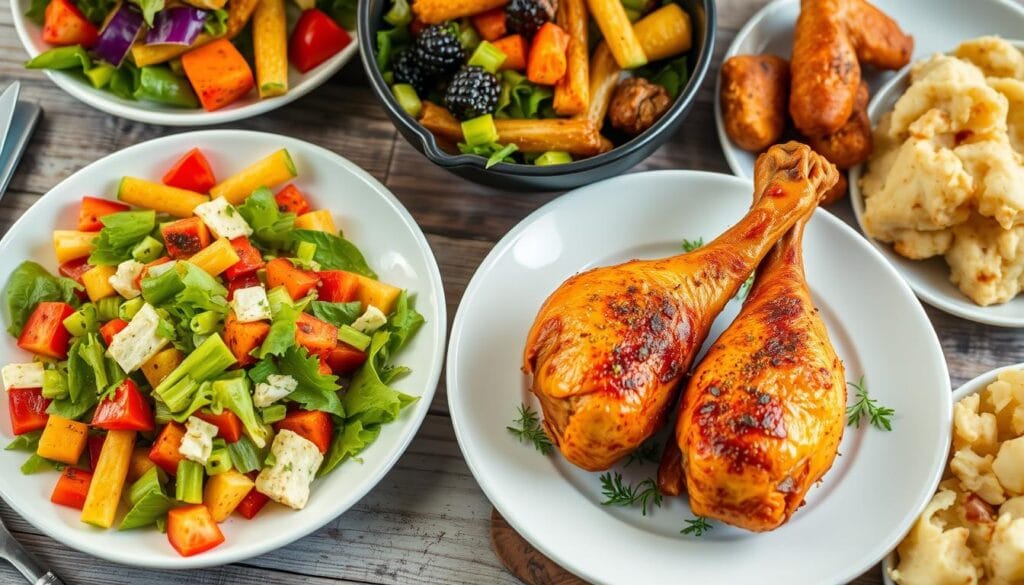 Air Fryer Chicken Legs with Side Dishes