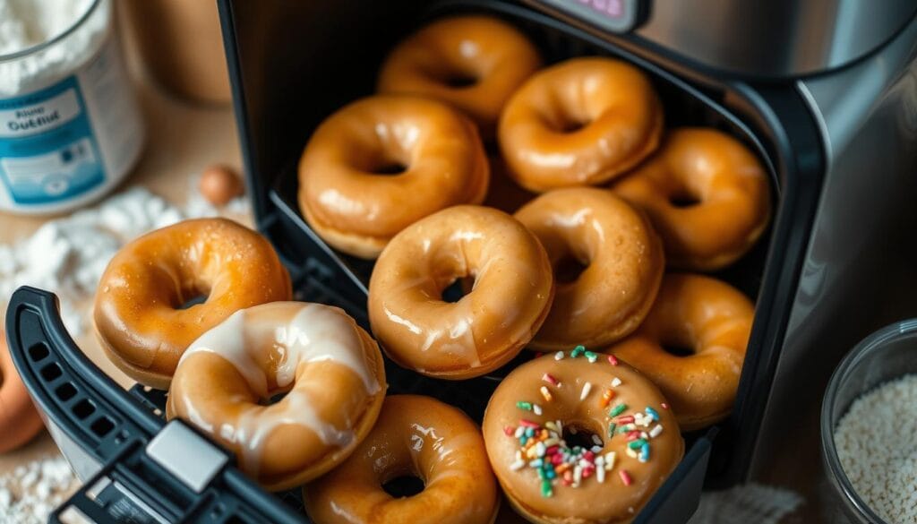 Air Fryer Doughnut Cooking Process