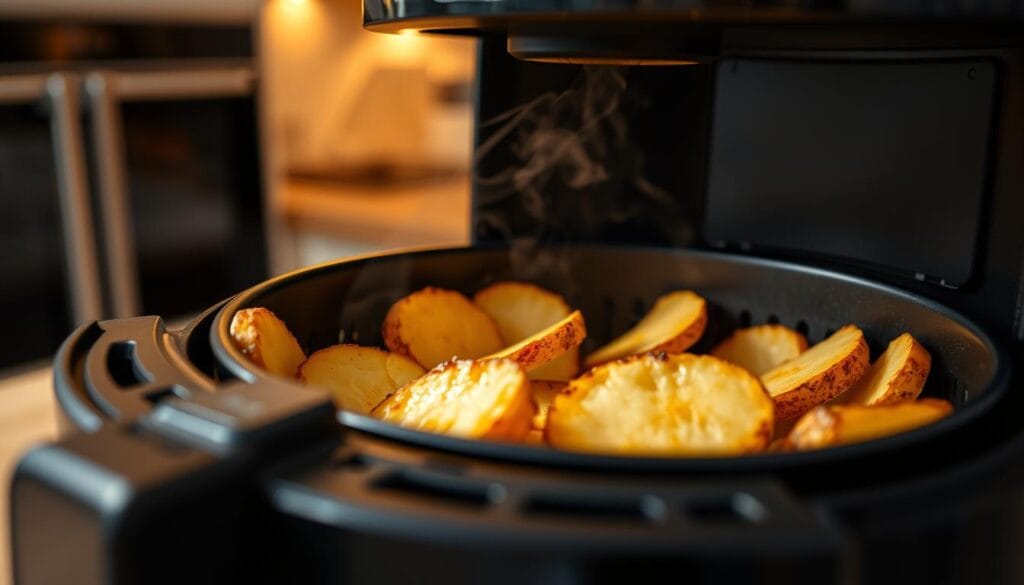 Air Fryer Potato Slices Preheating