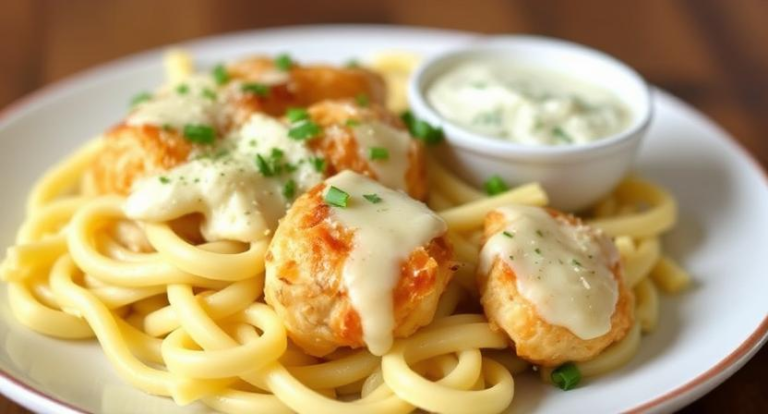 Garlic Butter Chicken Bites with Creamy Parmesan Pasta