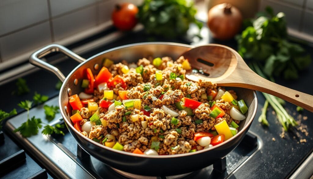 Ground Turkey Skillet Meal Preparation