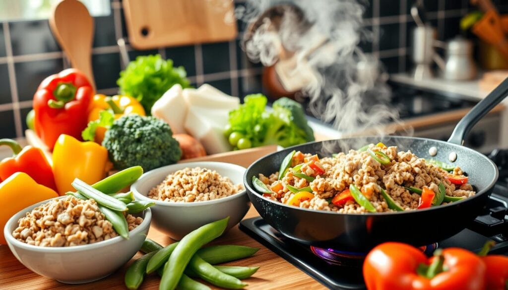 Ground Turkey Stir-Fry Meal Preparation