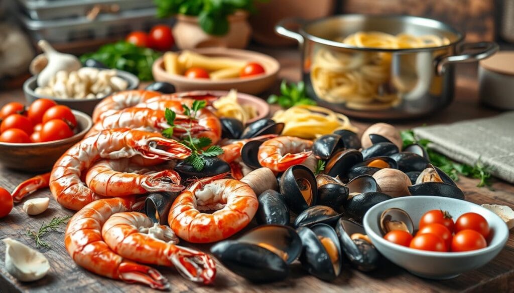 Seafood Pasta Preparation