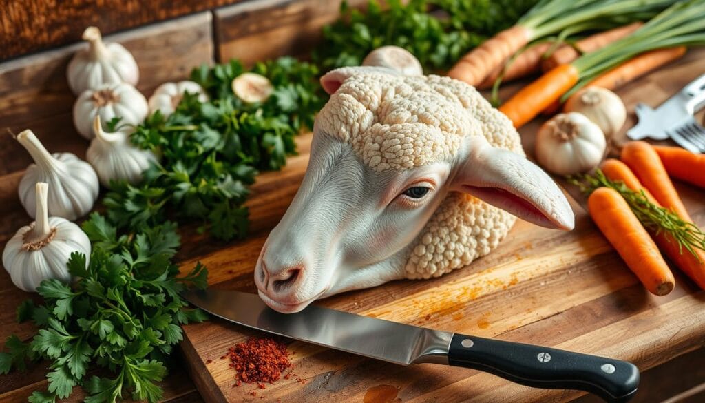 Sheep Head Cooking Preparation