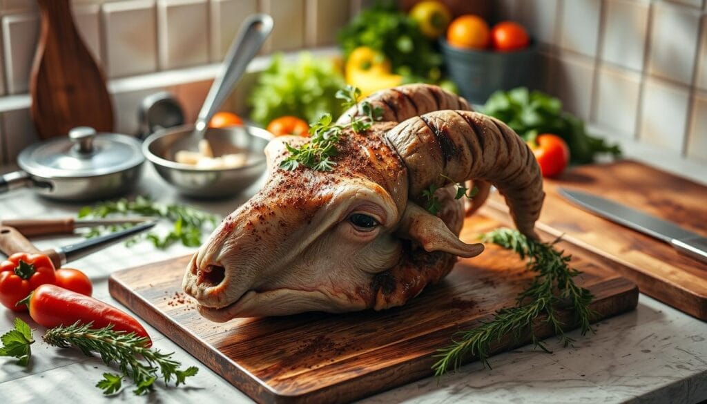 Smoked Sheep Head Preparation