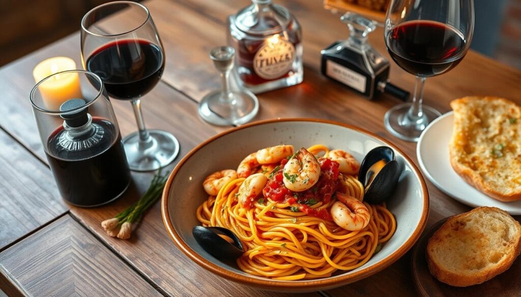 Wine and Brandy for Linguine Fra Diavolo